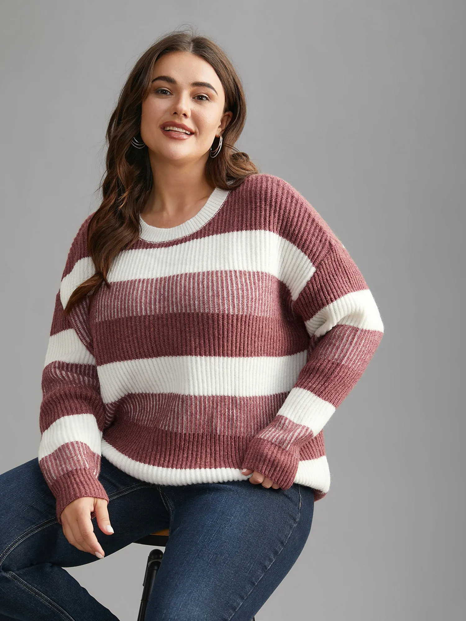 Color Block Round Neck Texture Pullover sold by Bloomchic product image thumbnail 5