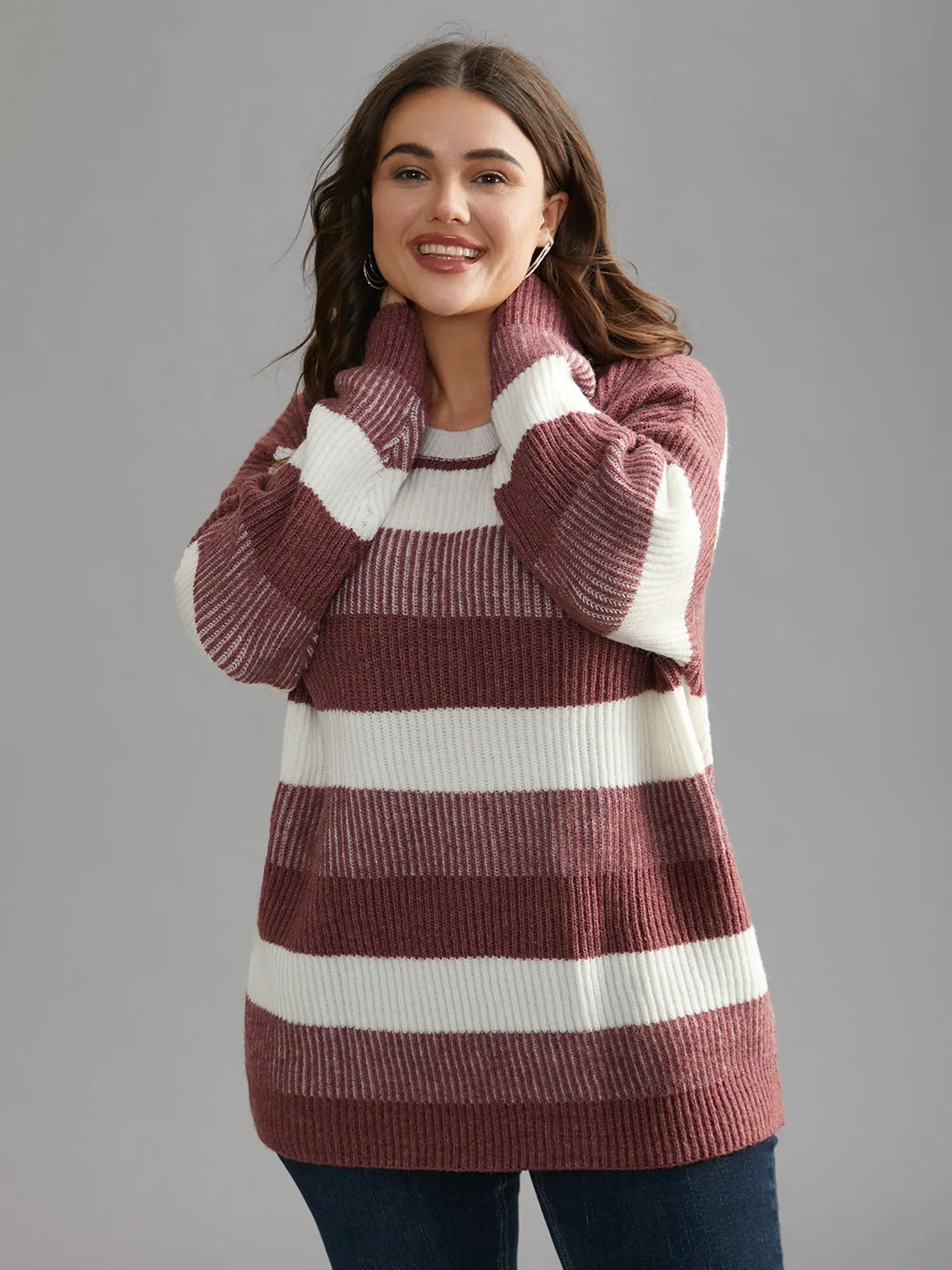 Color Block Round Neck Texture Pullover sold by Bloomchic product image thumbnail 4