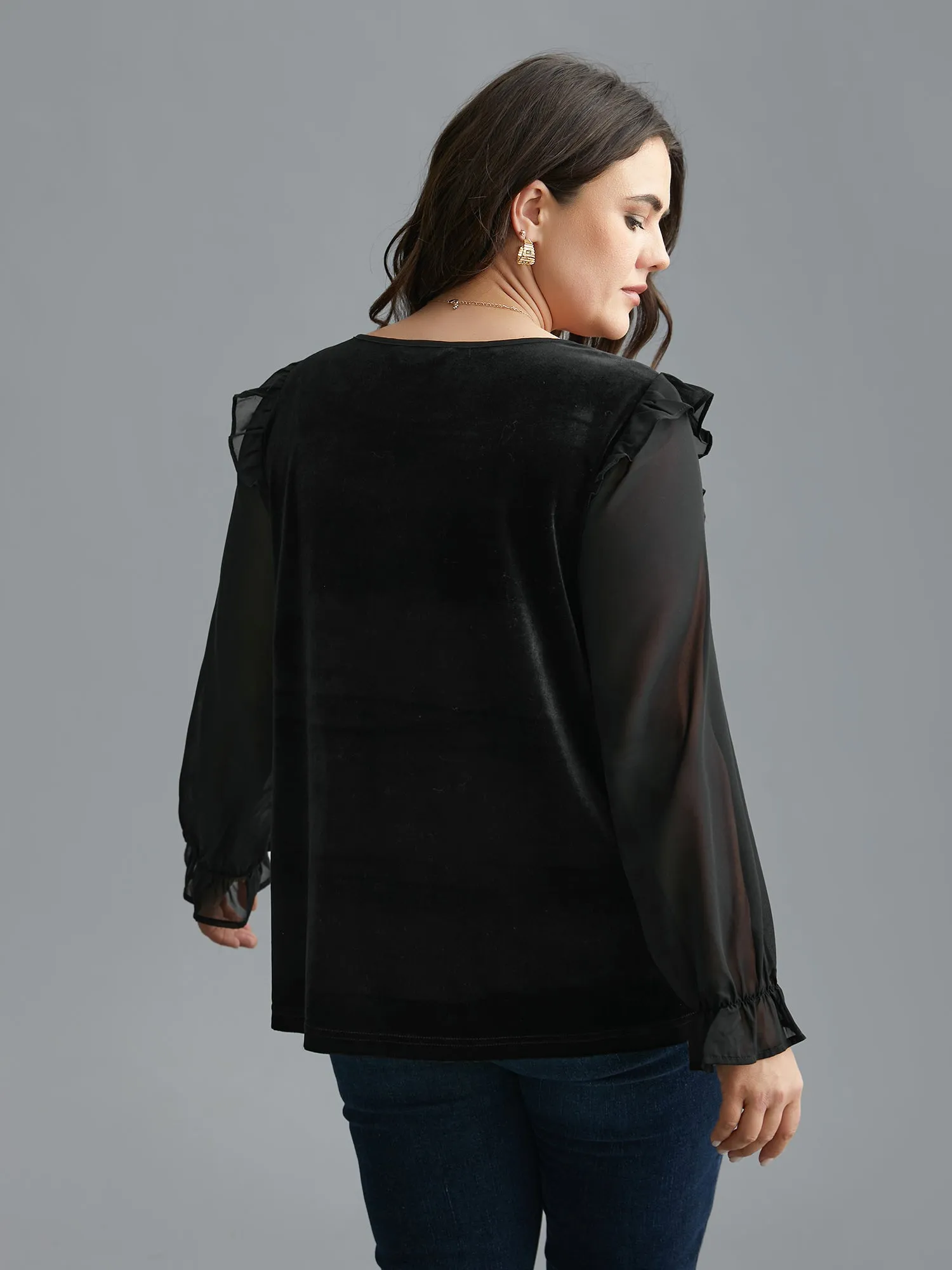 Ruffle Detailing Sheer Elastic Cuffs Blouse sold by Bloomchic product image thumbnail 5