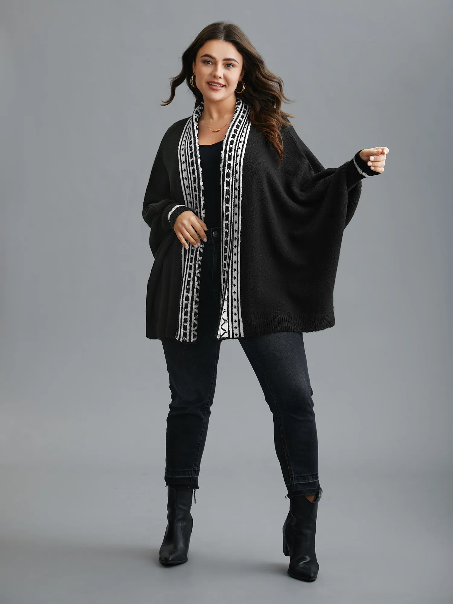 Dolman Sleeves Kimono Collar Cardigan sold by Bloomchic product image thumbnail 3