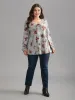 Floral Print Tie Knot T-shirt sold by Bloomchic