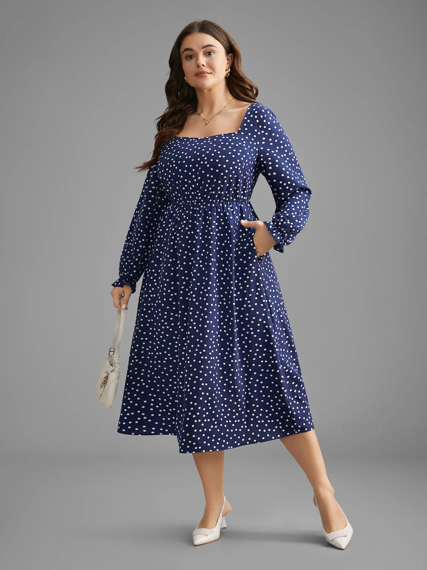 Polka Dot Heart Neckline Midi Dress sold by Bloomchic product image thumbnail 3