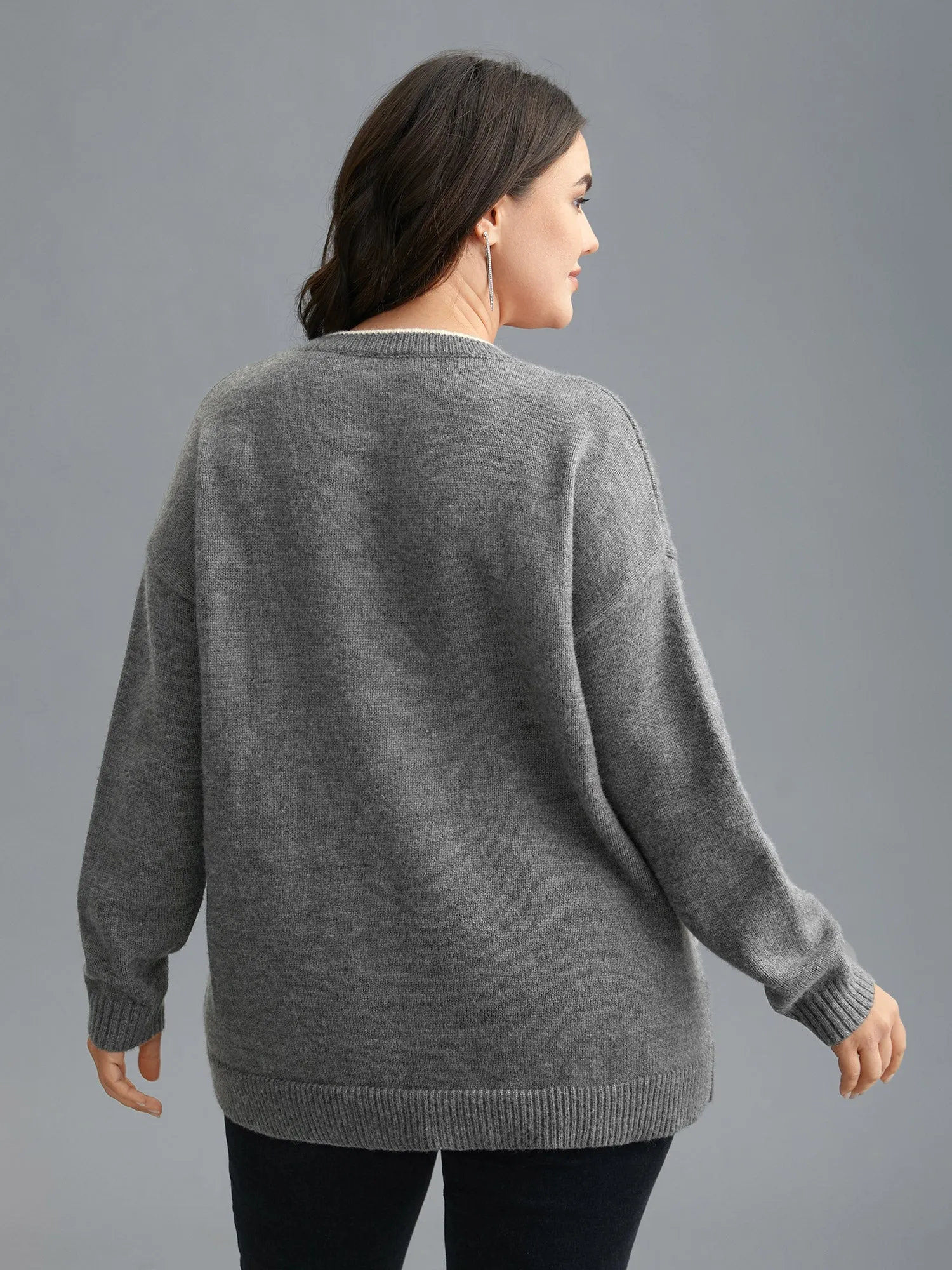 Floral Textured Crew Neck Pullover sold by Bloomchic product image thumbnail 2