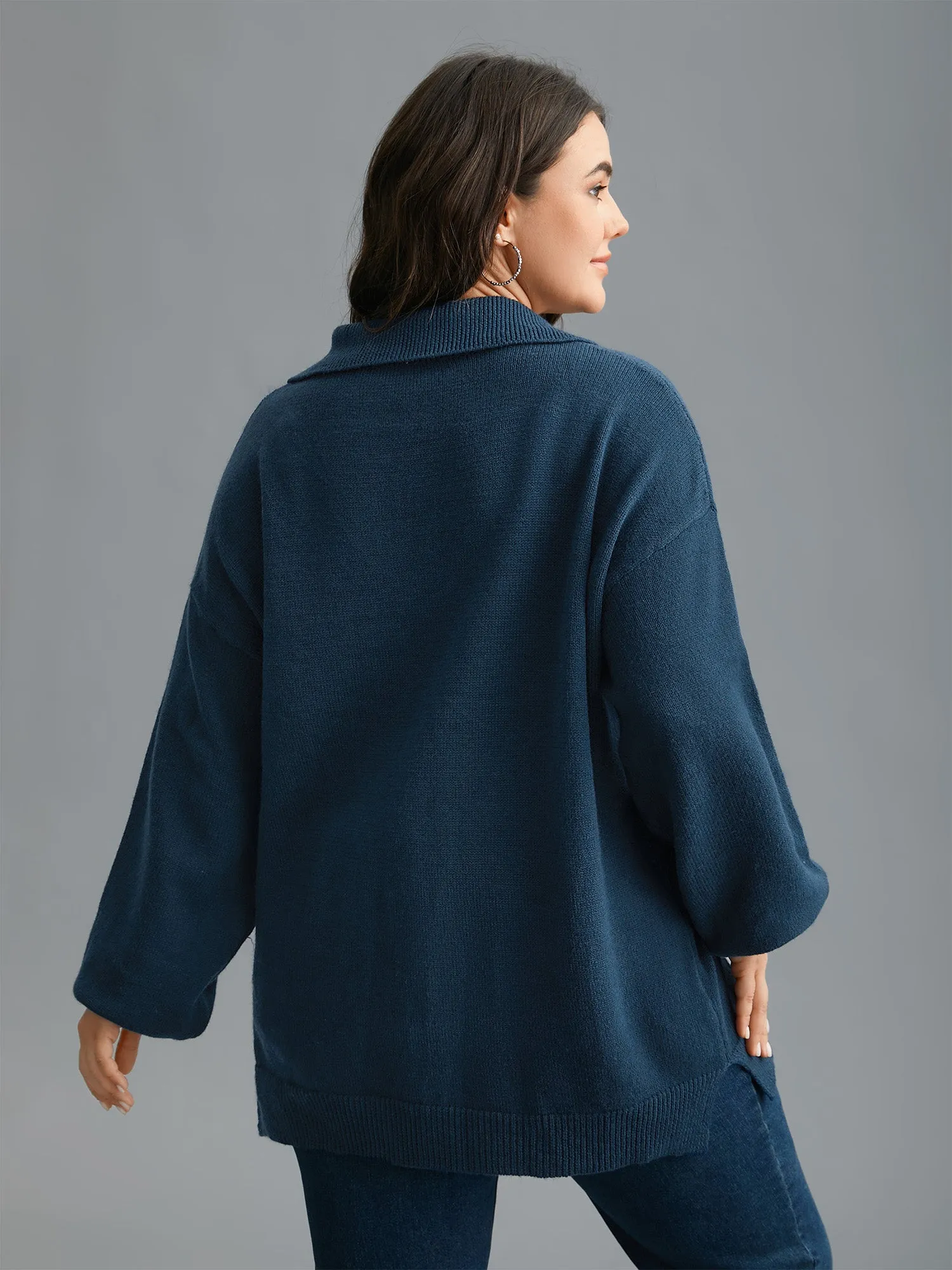 Supersoft Essentials Shirt Collar Pockets Knit Cardigan sold by Bloomchic product image thumbnail 2