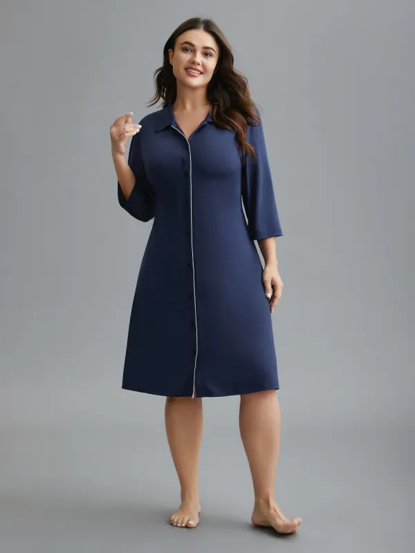 Shirt Collar Sprout Strip Lounge Dress sold by Bloomchic
