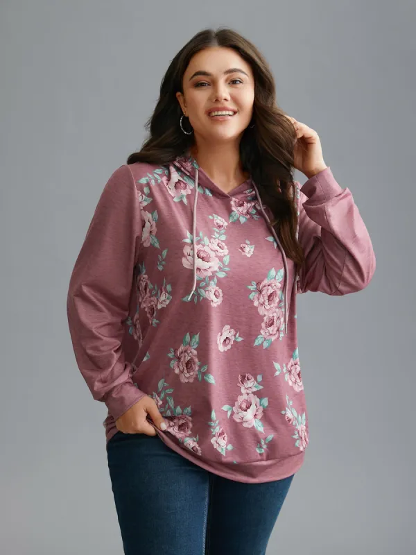 Floral Print Slim Fit Hooded Sweatshirt sold by Bloomchic