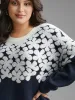 Floral Contrast Patchwork Drop Shoulder Pullover sold by Bloomchic