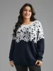 Floral Contrast Patchwork Drop Shoulder Pullover sold by Bloomchic
