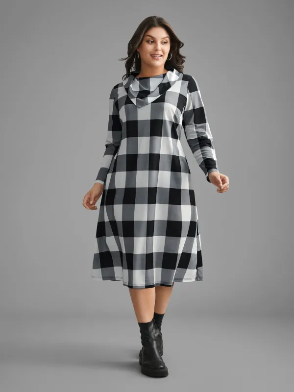 Plaid Ruffled Collar Pocket Midi Dress sold by Bloomchic