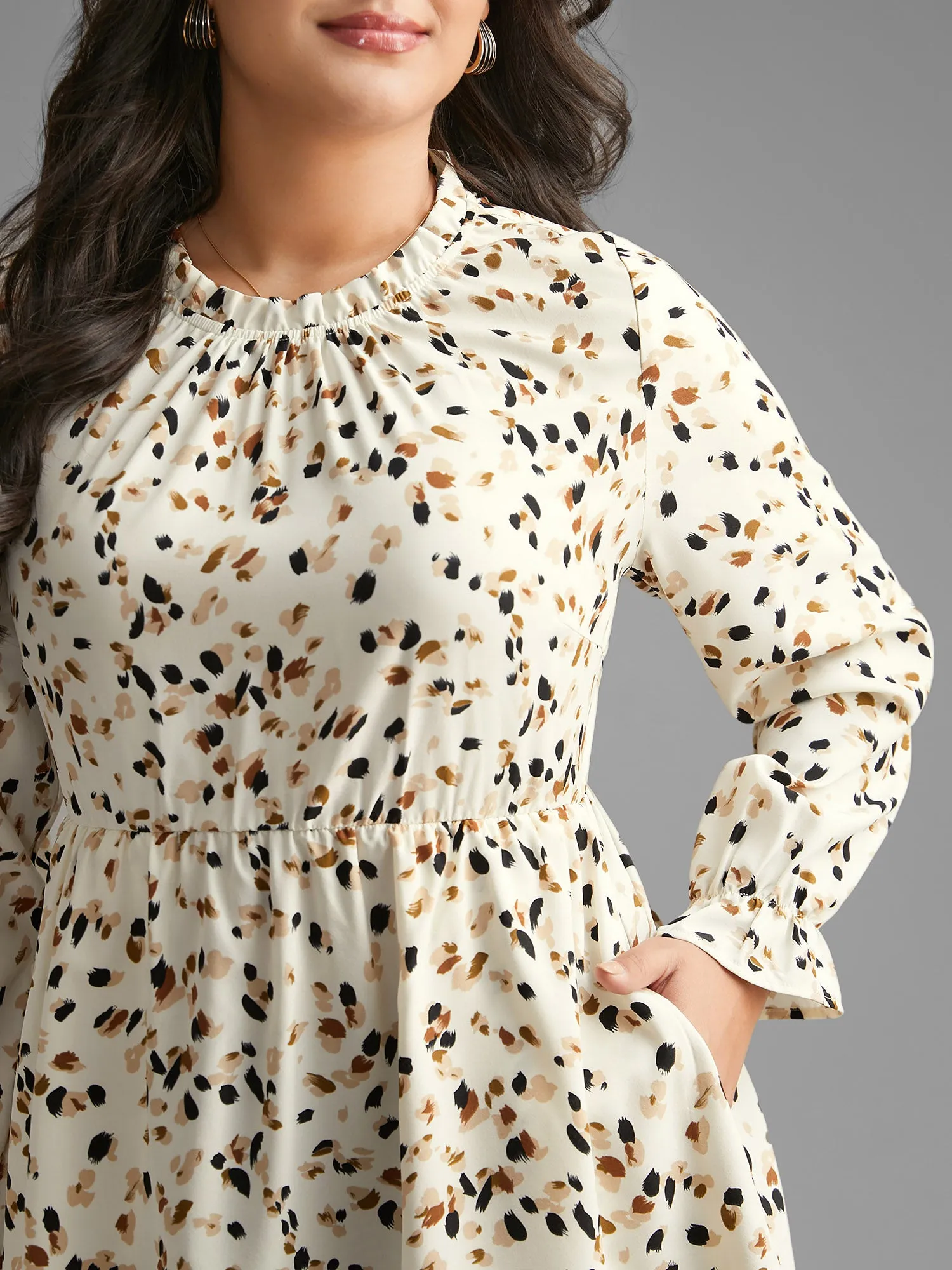 Color Leopard Print Frill Trim Blouse sold by Bloomchic product image thumbnail 3