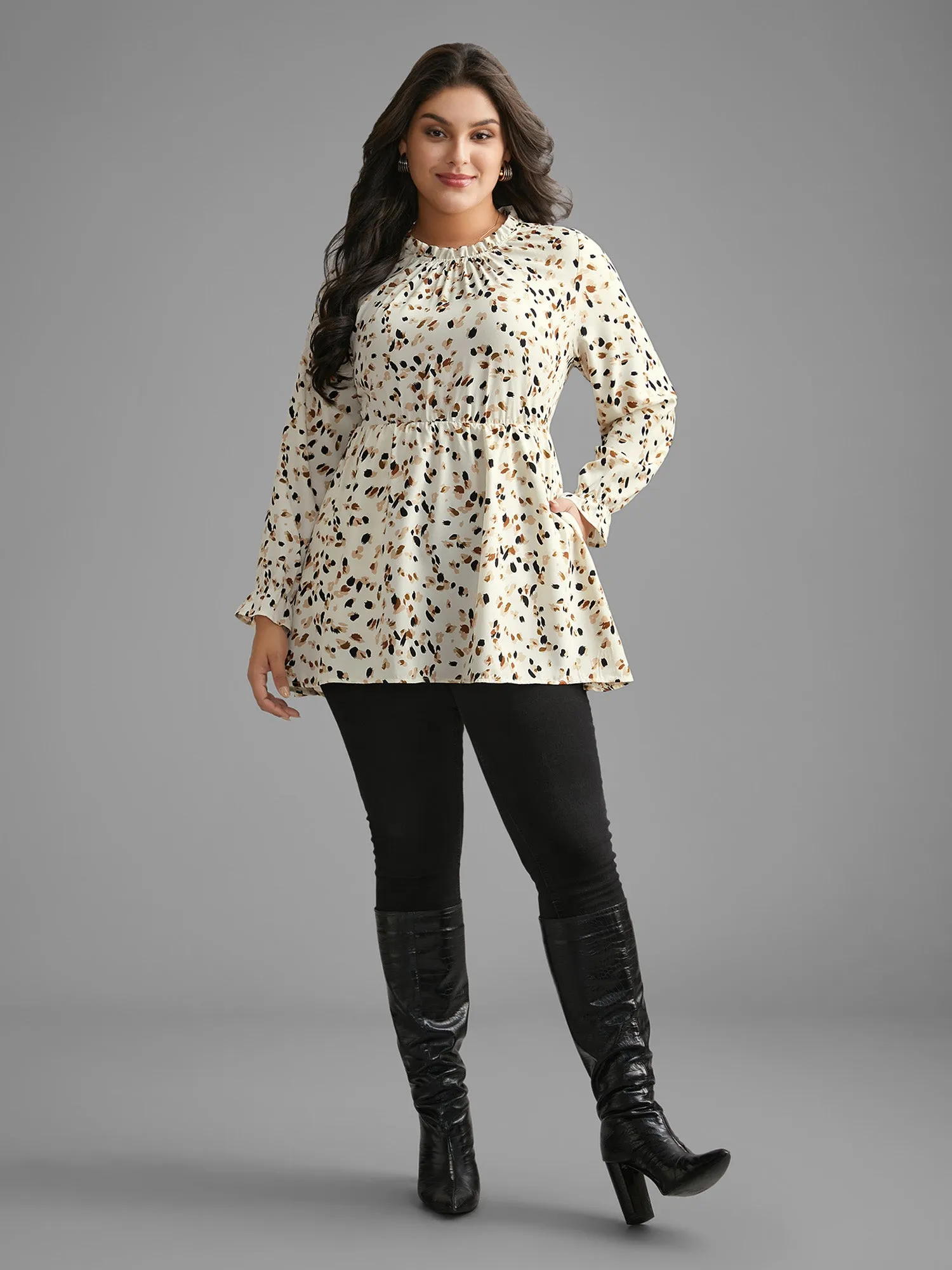 Color Leopard Print Frill Trim Blouse sold by Bloomchic product image thumbnail 2