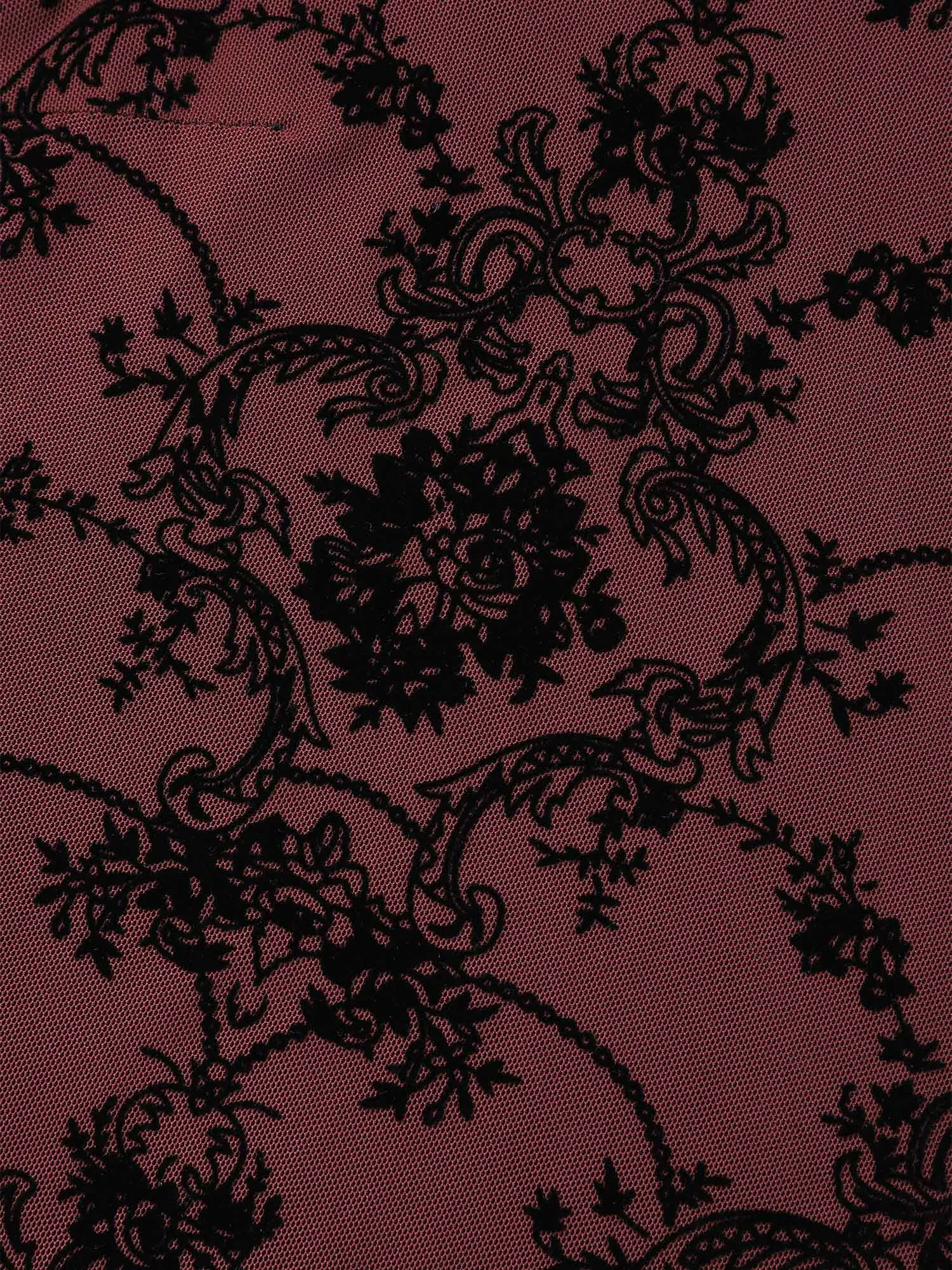 Boho Print Flocking Mesh Blouse sold by Bloomchic product image thumbnail 5