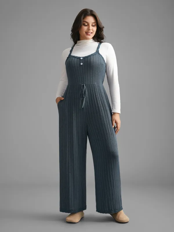 Plain Lace Patchwork Tie Knot Lounge Jumpsuit sold by Bloomchic