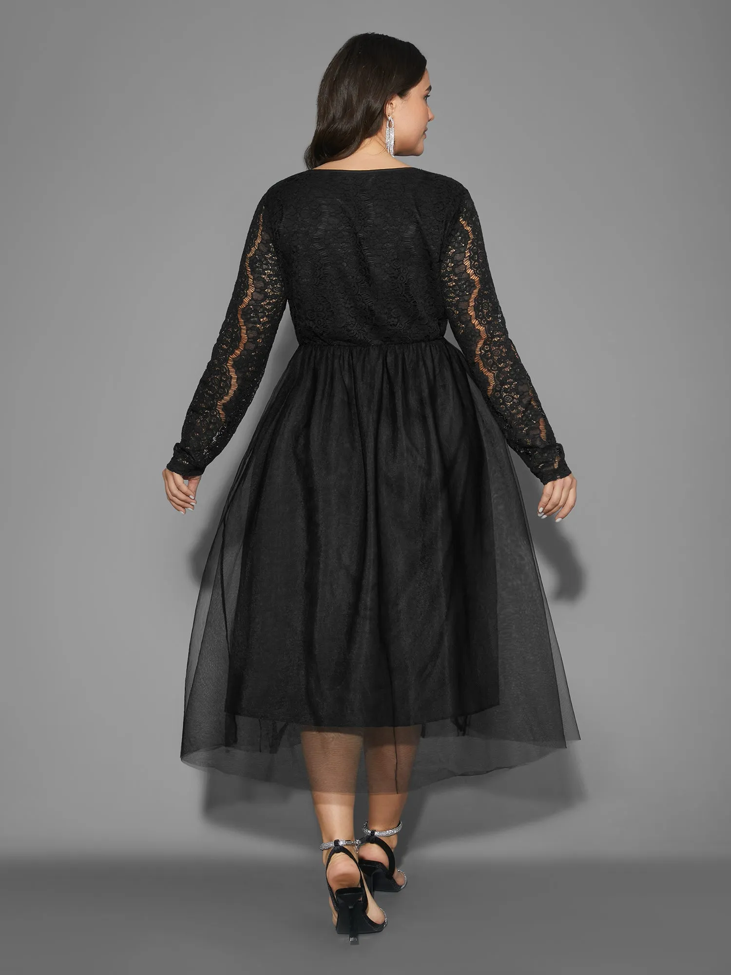 V Neck Crochet Lace Mesh Dress sold by Bloomchic product image thumbnail 4