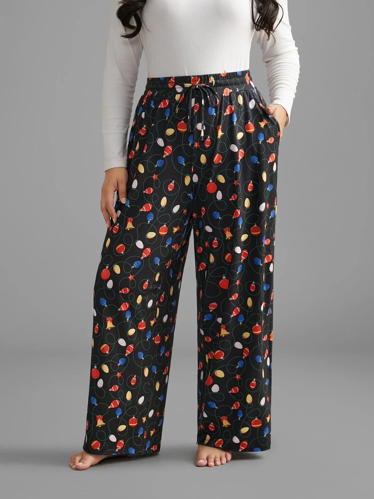 Bulb Print Drawstring Lounge Bottoms sold by Bloomchic