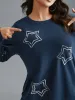 Star Embroidered Slightly Stretchy Sweatshirt sold by Bloomchic