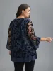 Floral Flocking Mesh Asymmetrical Hem Blouse sold by Bloomchic