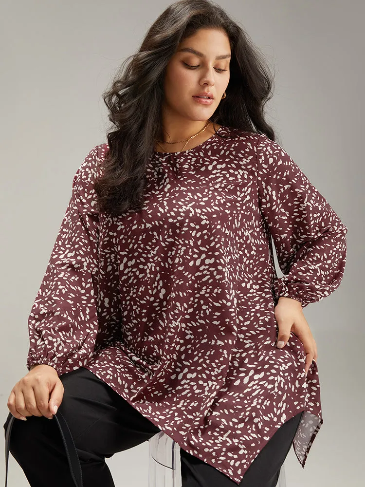 Water Drop Print Hanky Hem Blouse sold by Bloomchic