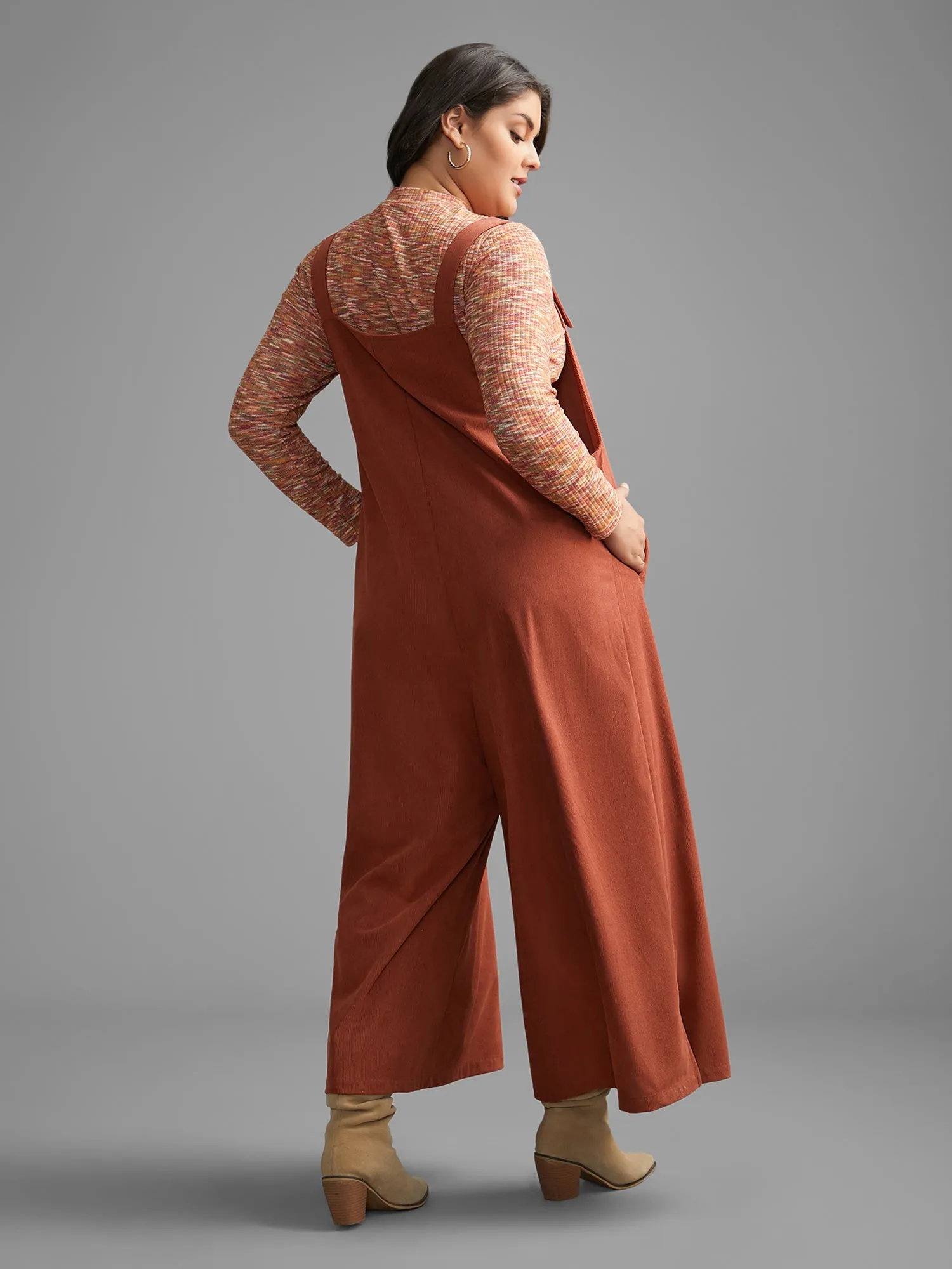 Solid Corduroy Wide Leg Overall sold by Bloomchic product image thumbnail 5