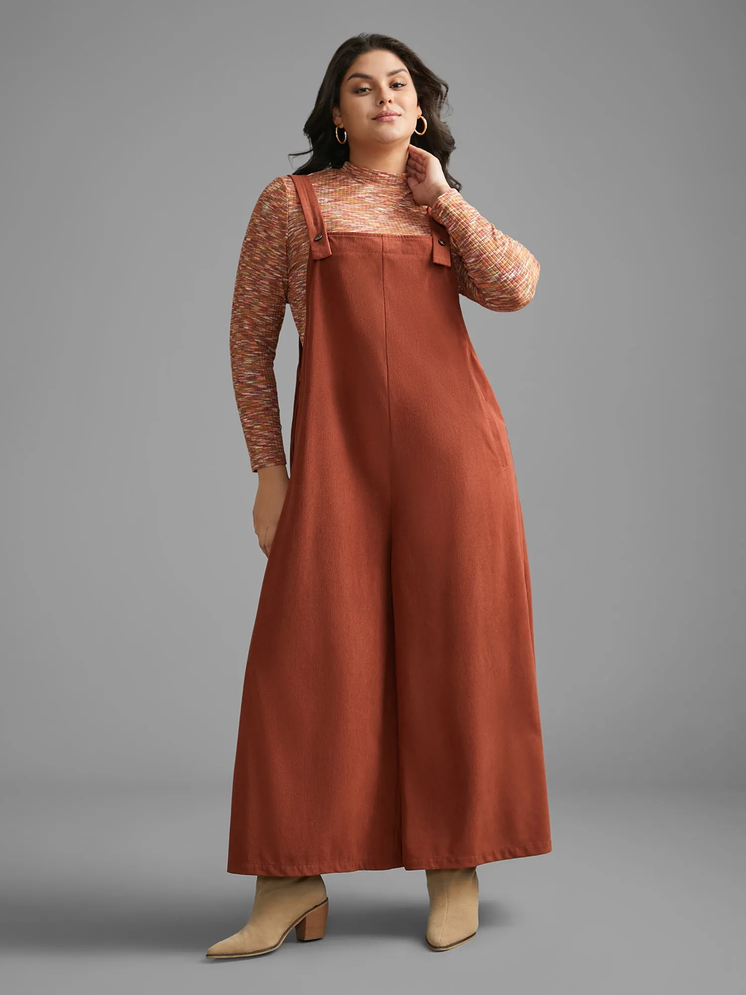 Solid Corduroy Wide Leg Overall sold by Bloomchic product image thumbnail 4