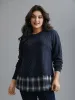 2-In-1 Plaid Patchwork Texture Pullover sold by Bloomchic