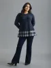 2-In-1 Plaid Patchwork Texture Pullover sold by Bloomchic
