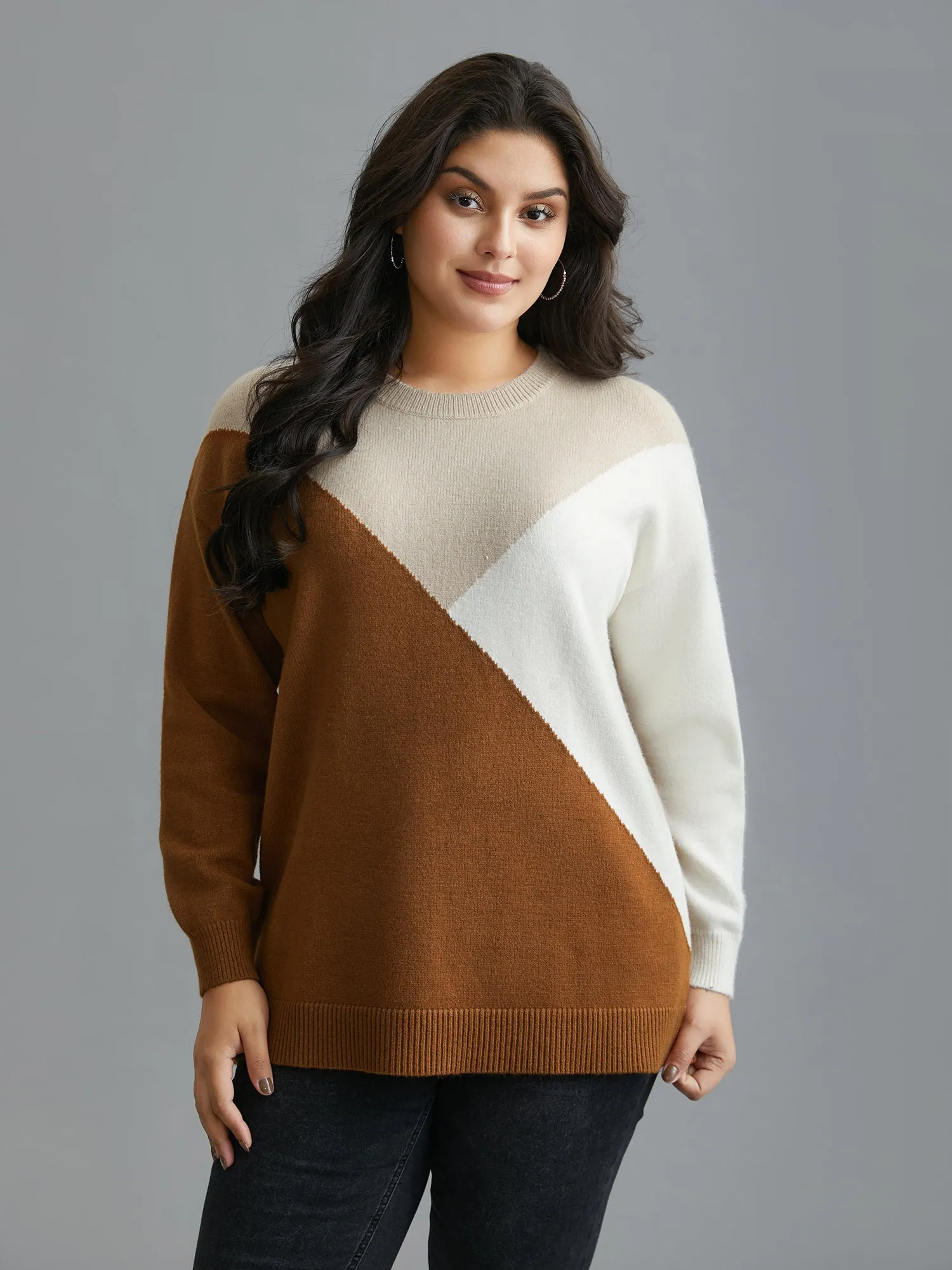 Supersoft Essentials Color Block Crew Neck Pullover sold by Bloomchic product image thumbnail 3