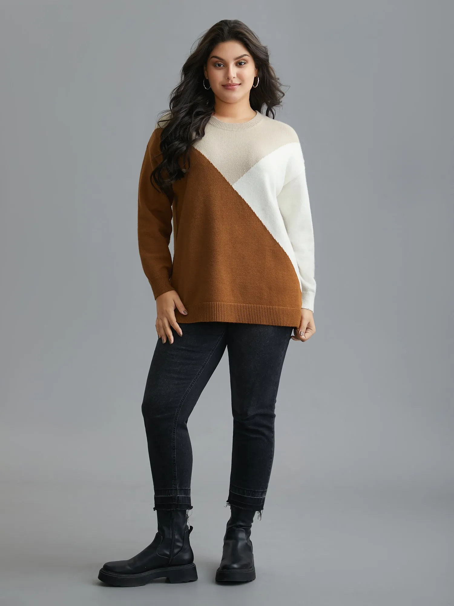 Supersoft Essentials Color Block Crew Neck Pullover sold by Bloomchic product image thumbnail 4