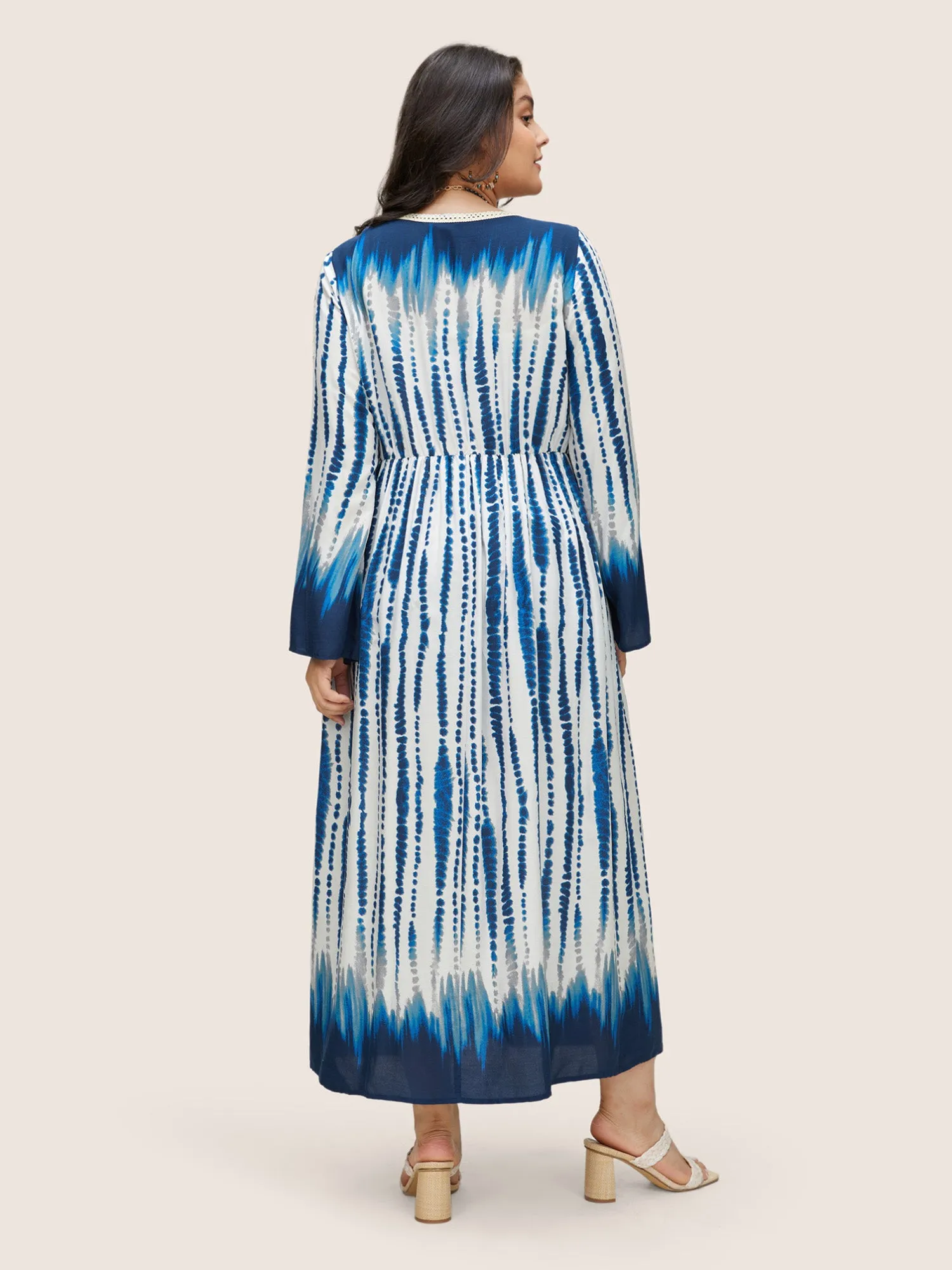 Tie Dye Guipure Lace Waist Trim Kimono sold by Bloomchic product image thumbnail 2