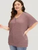 Plain Waffle Knit Plicated Detail Guipure Lace Flutter Sleeve T-shirt sold by Bloomchic
