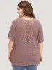 Plain Waffle Knit Plicated Detail Guipure Lace Flutter Sleeve T-shirt sold by Bloomchic