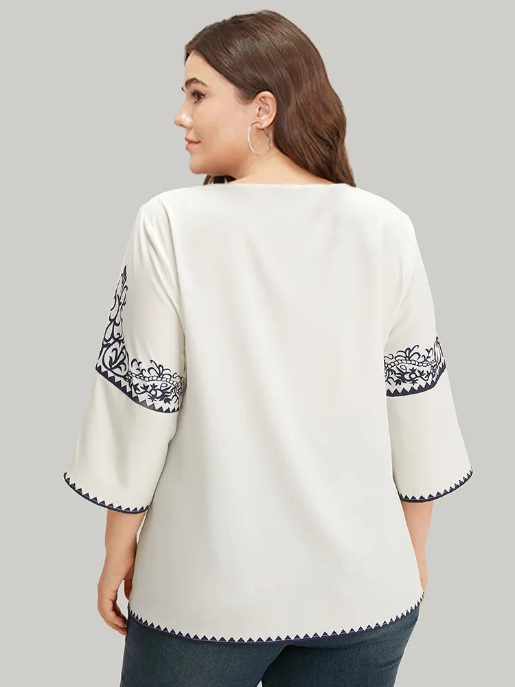 Boho Print V Neck Petal Sleeve Blouse sold by Bloomchic product image thumbnail 5