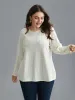 Textured Cut-out Elastic Round Neck T-shirt sold by Bloomchic