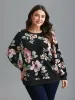 Big Flowers Crew Neck Elastic Sweatshirt sold by Bloomchic