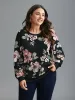 Big Flowers Crew Neck Elastic Sweatshirt sold by Bloomchic