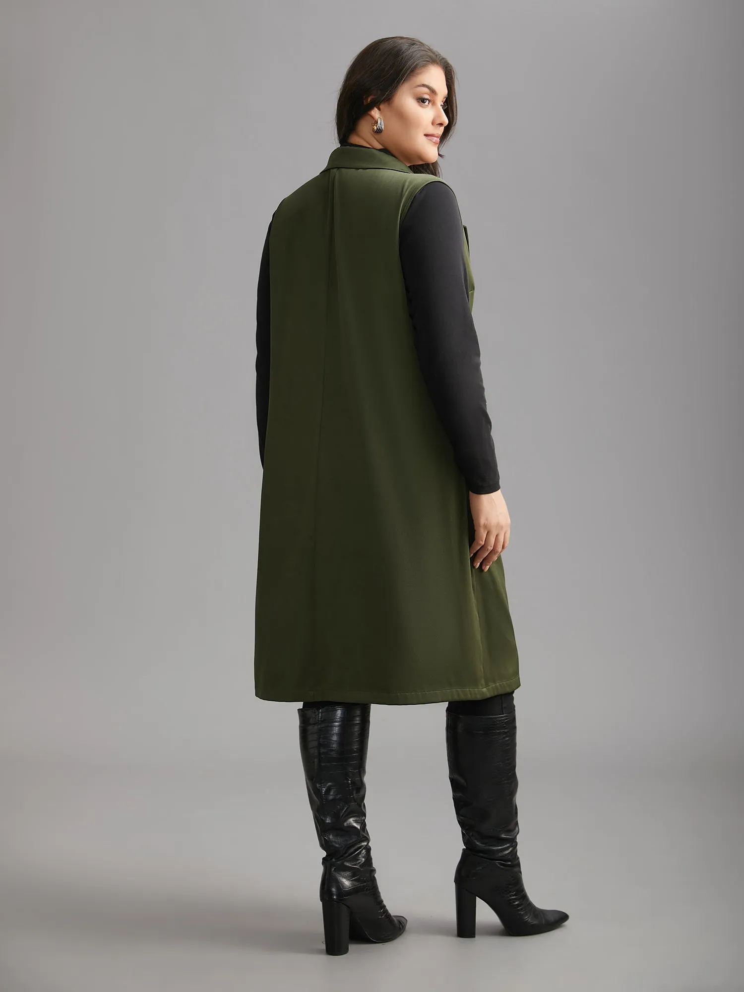 Solid Lapel Collar Pockets Coat sold by Bloomchic product image thumbnail 5