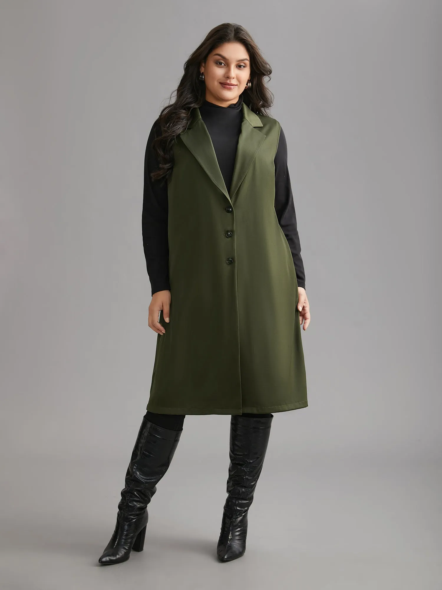 Solid Lapel Collar Pockets Coat sold by Bloomchic product image thumbnail 4