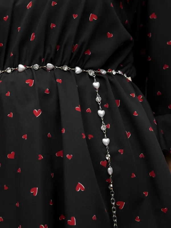 Heart Cubic Zirconia Detail Belt sold by Bloomchic
