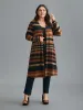 Multi-Color Striped Open-Front Long Jacket sold by Bloomchic