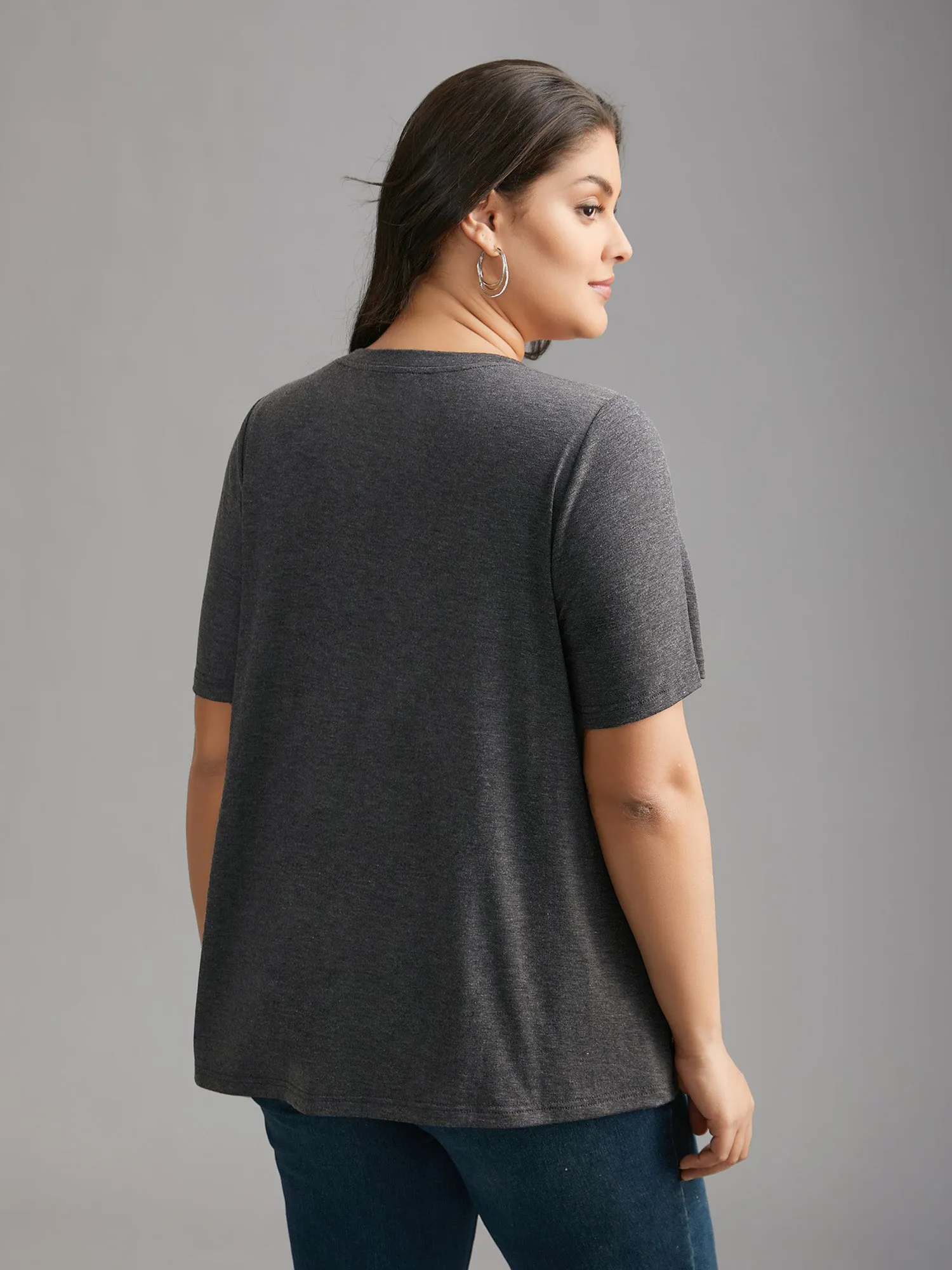 Floral Crew Neck Stretchy T-Shirt sold by Bloomchic product image thumbnail 4