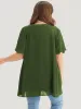 Solid Ruffles Gathered Mesh Raglan Sleeve Blouse sold by Bloomchic