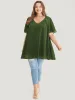 Solid Ruffles Gathered Mesh Raglan Sleeve Blouse sold by Bloomchic