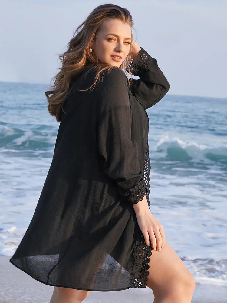 Contrast Lace Open Front Swim Cover Up sold by Bloomchic product image thumbnail 3