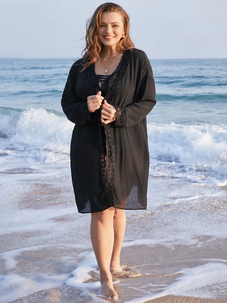 Contrast Lace Open Front Swim Cover Up sold by Bloomchic product image thumbnail 2