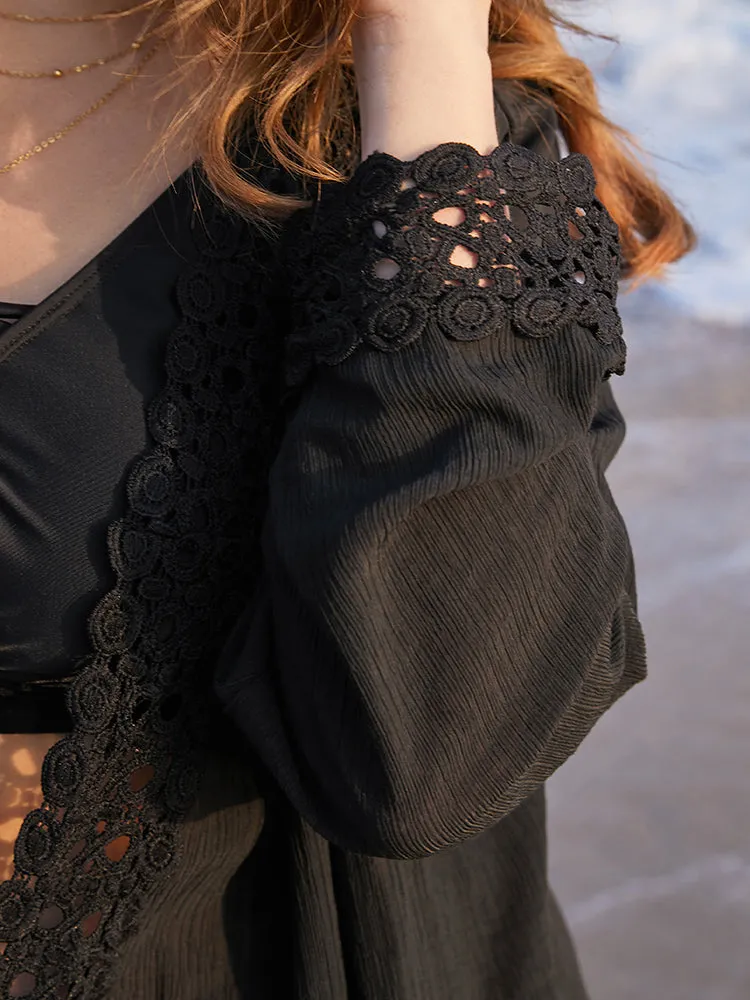 Contrast Lace Open Front Swim Cover Up sold by Bloomchic product image thumbnail 5