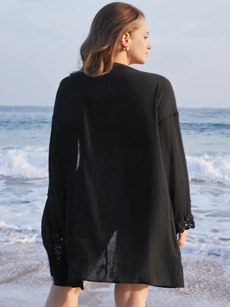 Contrast Lace Open Front Swim Cover Up sold by Bloomchic product image thumbnail 4