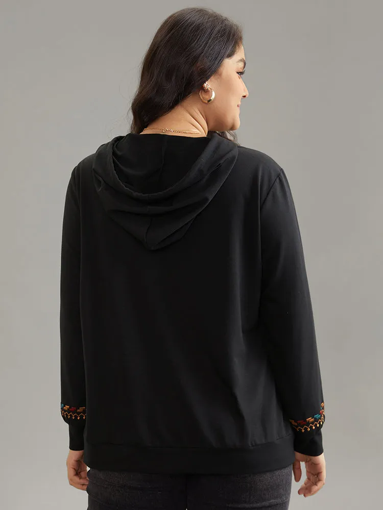 Bandana Embroidered Hooded Kangaroo Pocket Sweatshirt sold by Bloomchic product image thumbnail 4