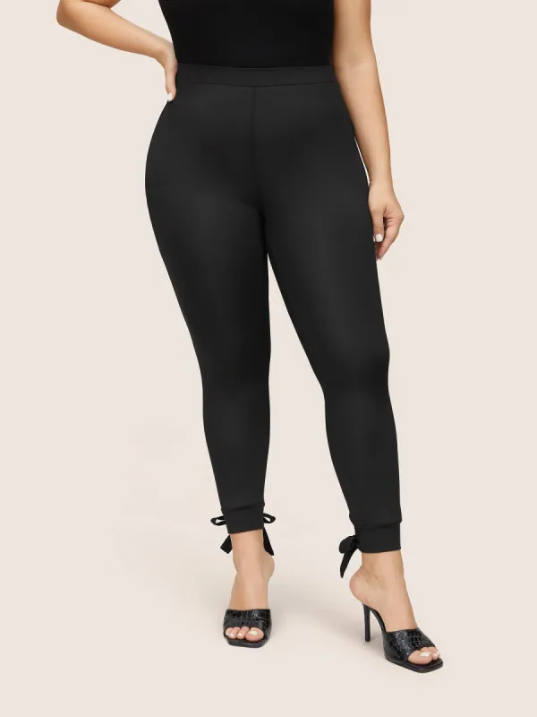 Plain Bowknot Ties Elastic Waist Skinny Leggings sold by Bloomchic