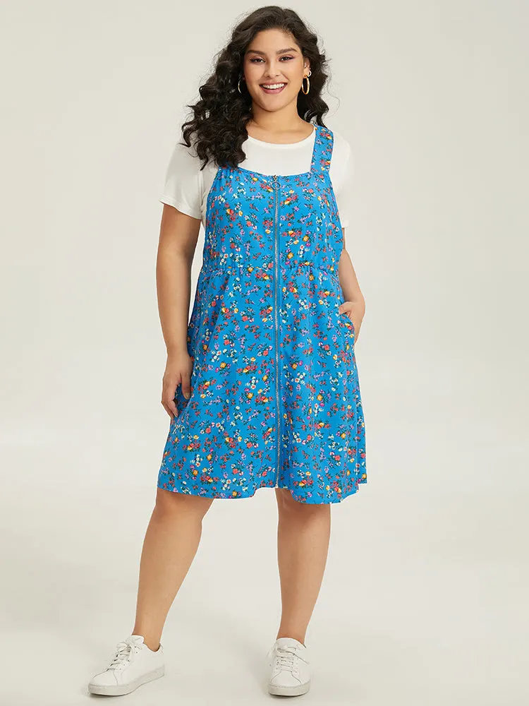 Ditsy Floral Pocket Zipper Overall Cami Dress sold by Bloomchic product image thumbnail 4