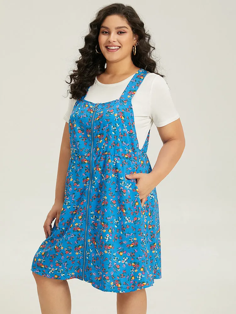 Ditsy Floral Pocket Zipper Overall Cami Dress sold by Bloomchic product image thumbnail 2